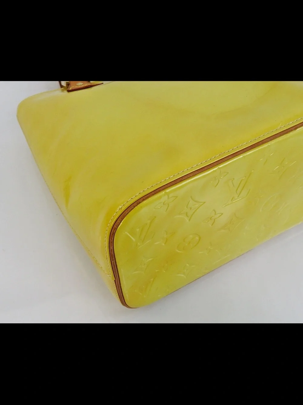 Louis Vuitton Yellow Patent Monogram Tote with Tan Handles